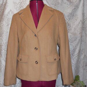 L.L. Bean SP Blazer Tan Camel Wool Blend Classic Style